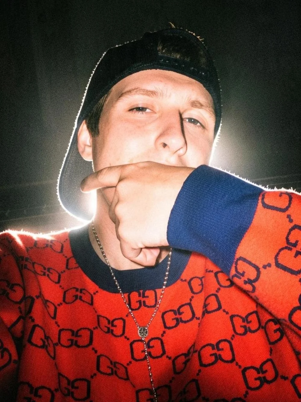 Gucci Orange Crewneck Sweater with Black GG Pattern